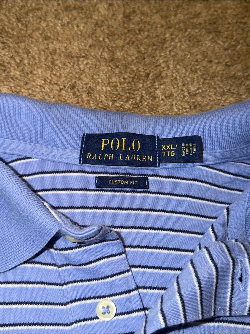 Ralph Lauren Light Blue Polo with Navy Stripe